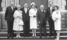 My grandparent's wedding day in 1966, Left to Right; Dennis, (great uncle) Alice, (great grandmother), John (Bampa), Margaret (Nan), John Sn. (Great Grandfather), Ron (Great uncle), Jennifer (2nd Cousin). John Sn would pass away shortly after.